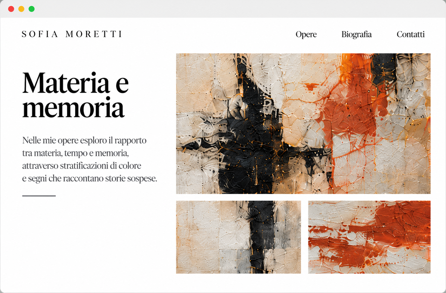Anteprima illustrativa di un portfolio con una galleria di opere