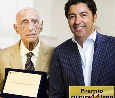 premio-cultura-milano-gillo-dorfles-riceve-la-prestigiosa-targa-del-festival-artistico-letterario-dal-manager-salvo-nugnes